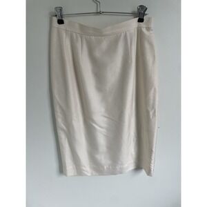 Vintage Carlisle High Waisted Silk White Midi Pencil Skirt Lined Sz 8‎ Old Money